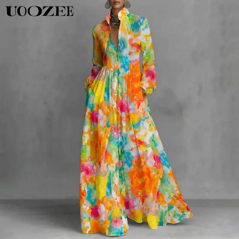 Bohemian Polka Dot Maxi Dress