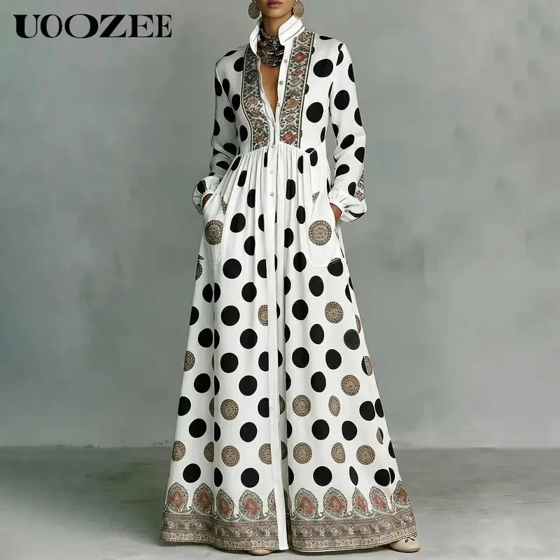 Bohemian Polka Dot Maxi Dress