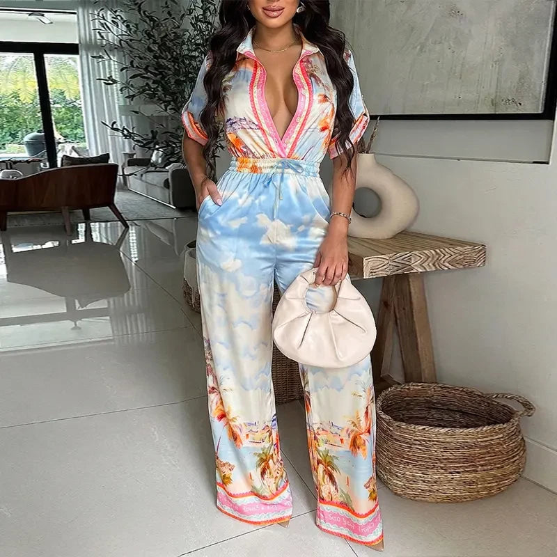 Vintage Floral Wide Leg Jumpsuit
