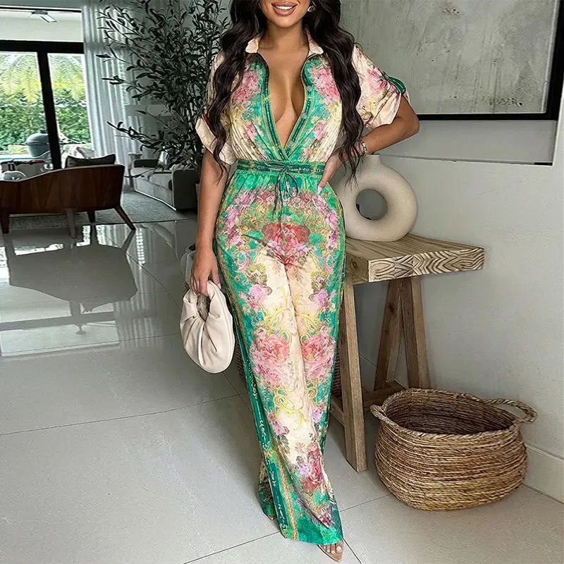 Vintage Floral Wide Leg Jumpsuit