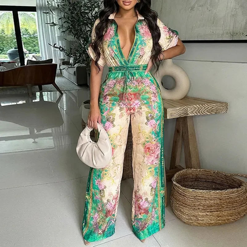 Vintage Floral Wide Leg Jumpsuit
