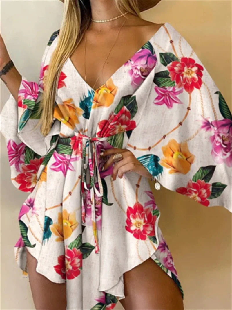 Floral Print Bohemian Mini Dress