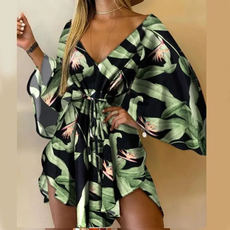 Floral Print Bohemian Mini Dress