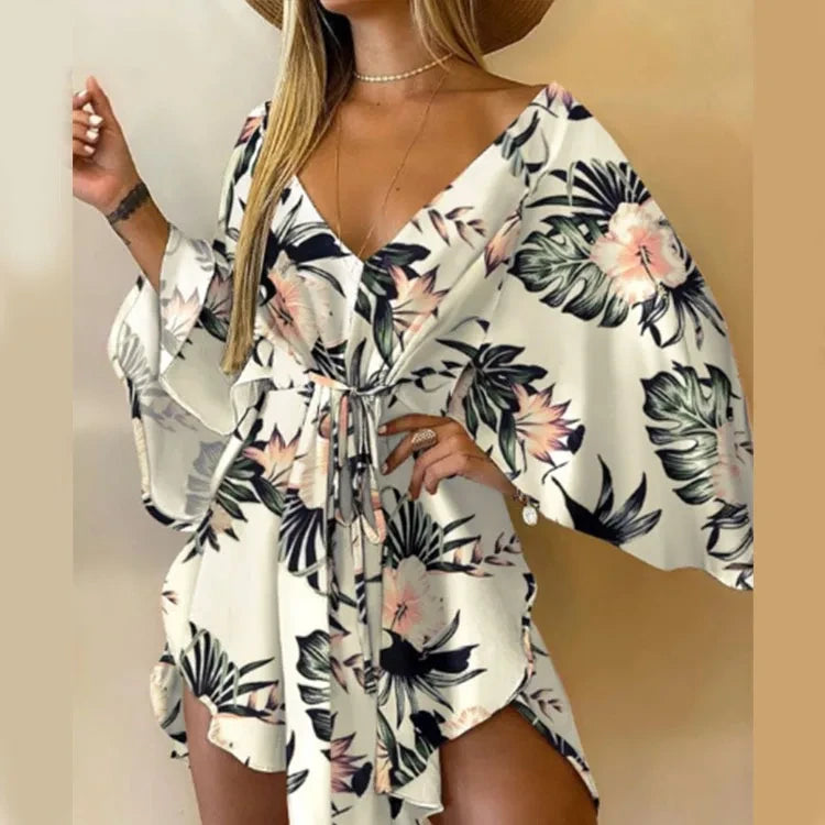 Floral Print Bohemian Mini Dress
