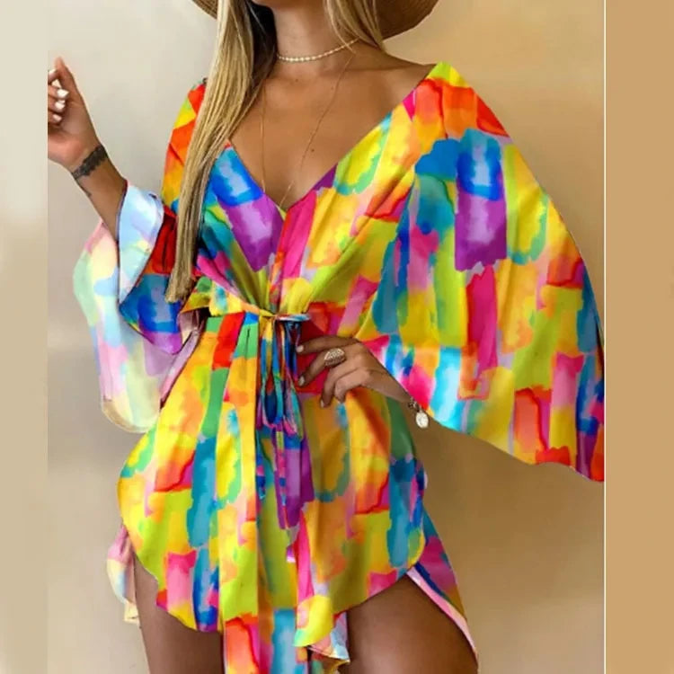 Floral Print Bohemian Mini Dress