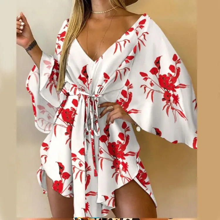 Floral Print Bohemian Mini Dress