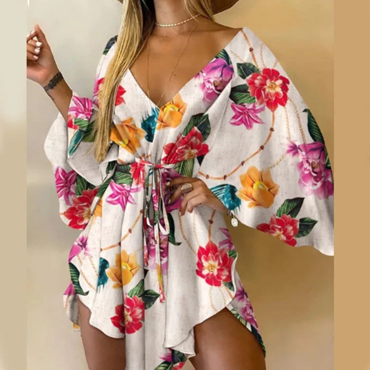 Floral Print Bohemian Mini Dress