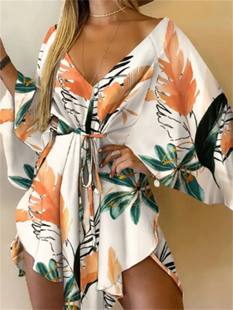 Floral Print Bohemian Mini Dress