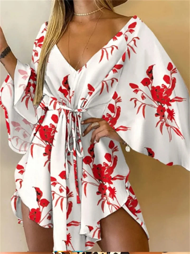 Floral Print Bohemian Mini Dress