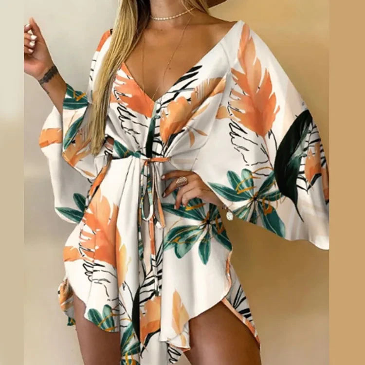 Floral Print Bohemian Mini Dress