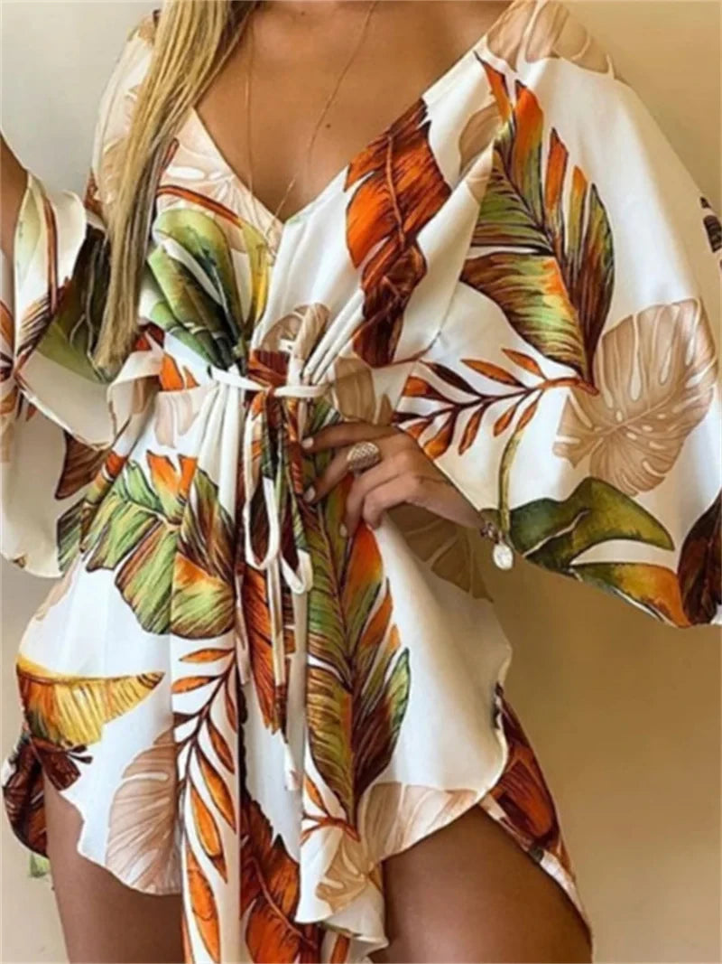 Floral Print Bohemian Mini Dress